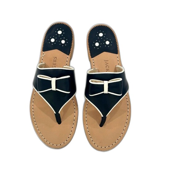 Jack Rogers Shoes - Jack Rogers Thong Sandals Women’s Size 7.5 Color Navy Blue White Giselle Bow